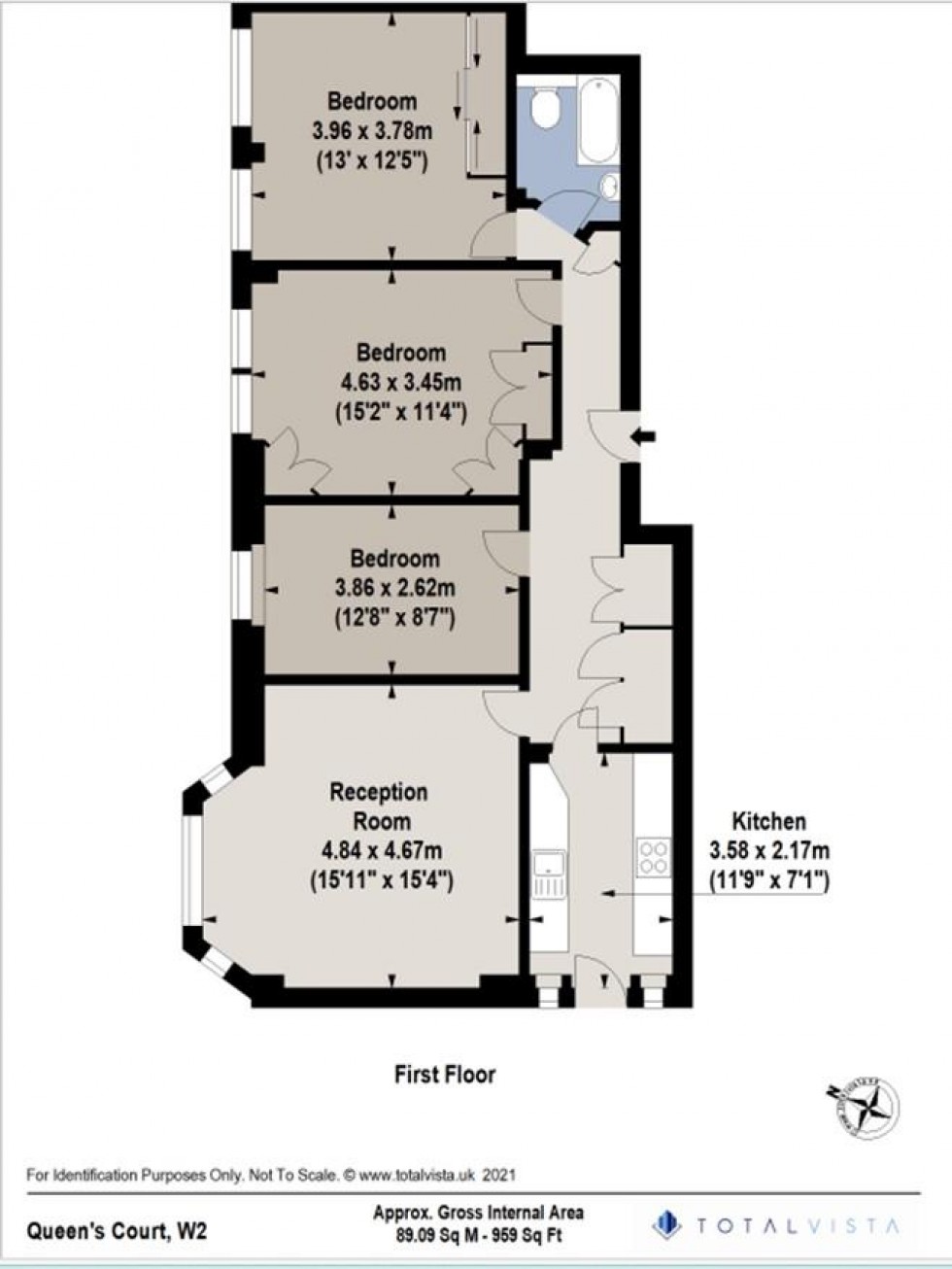 Floorplan for Queens Court, Queensway, London