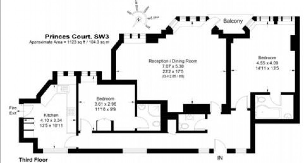 Floorplan for Prince's Court, Brompton Road, London