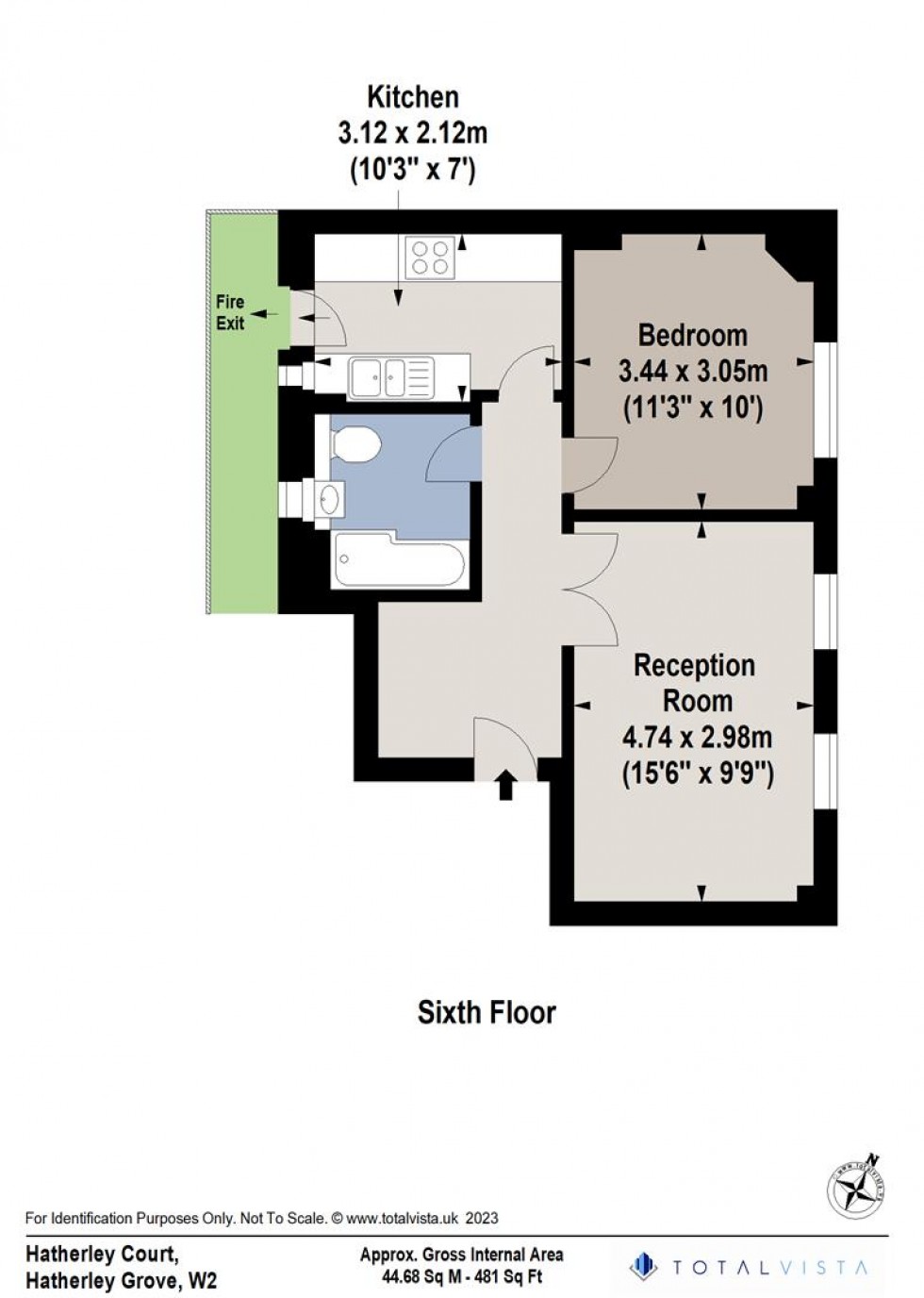 Floorplan for Hatherley Court, Hatherley Grove, London