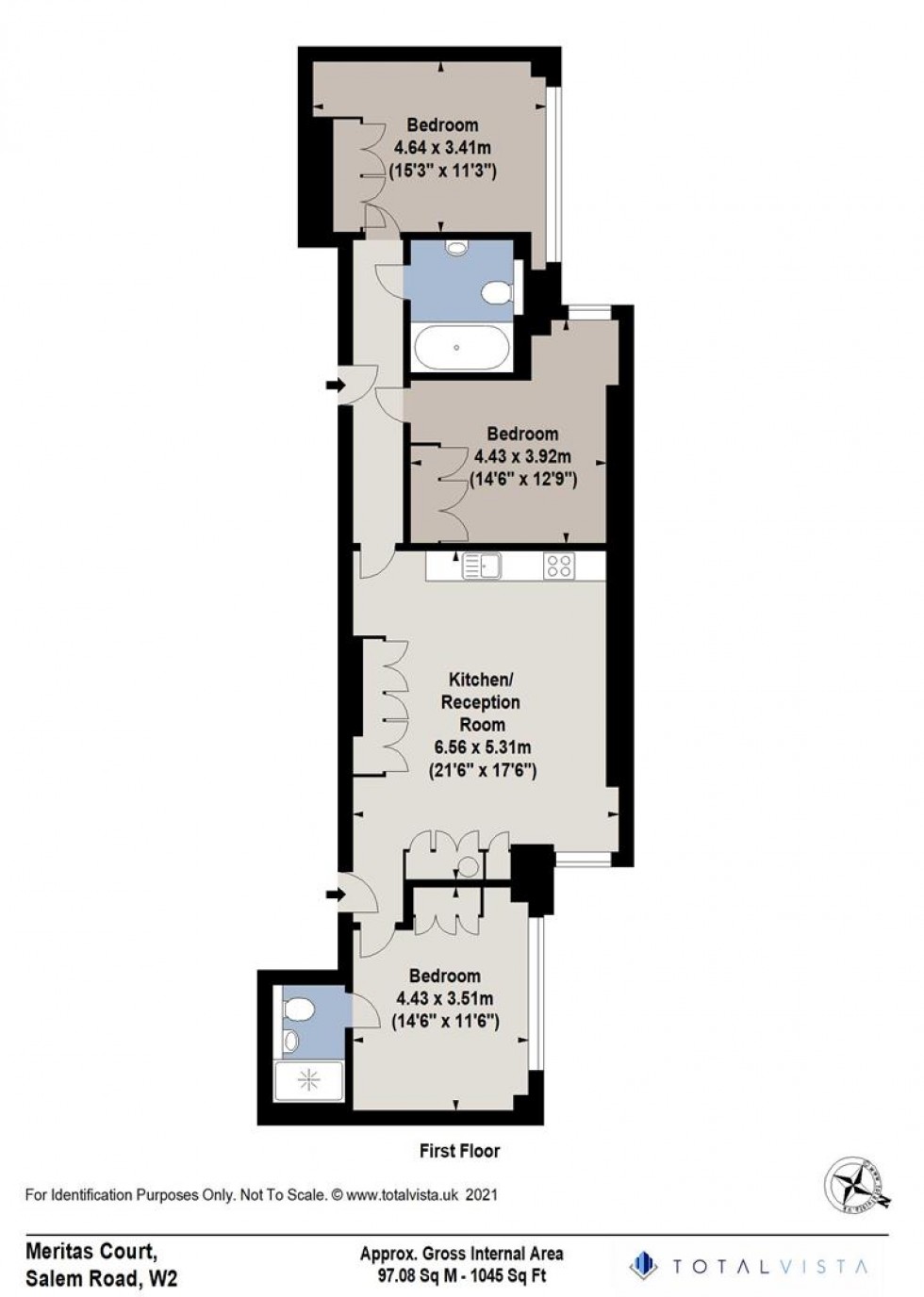 Floorplan for Flat 13 Meritas Court,10 Salem Road,London