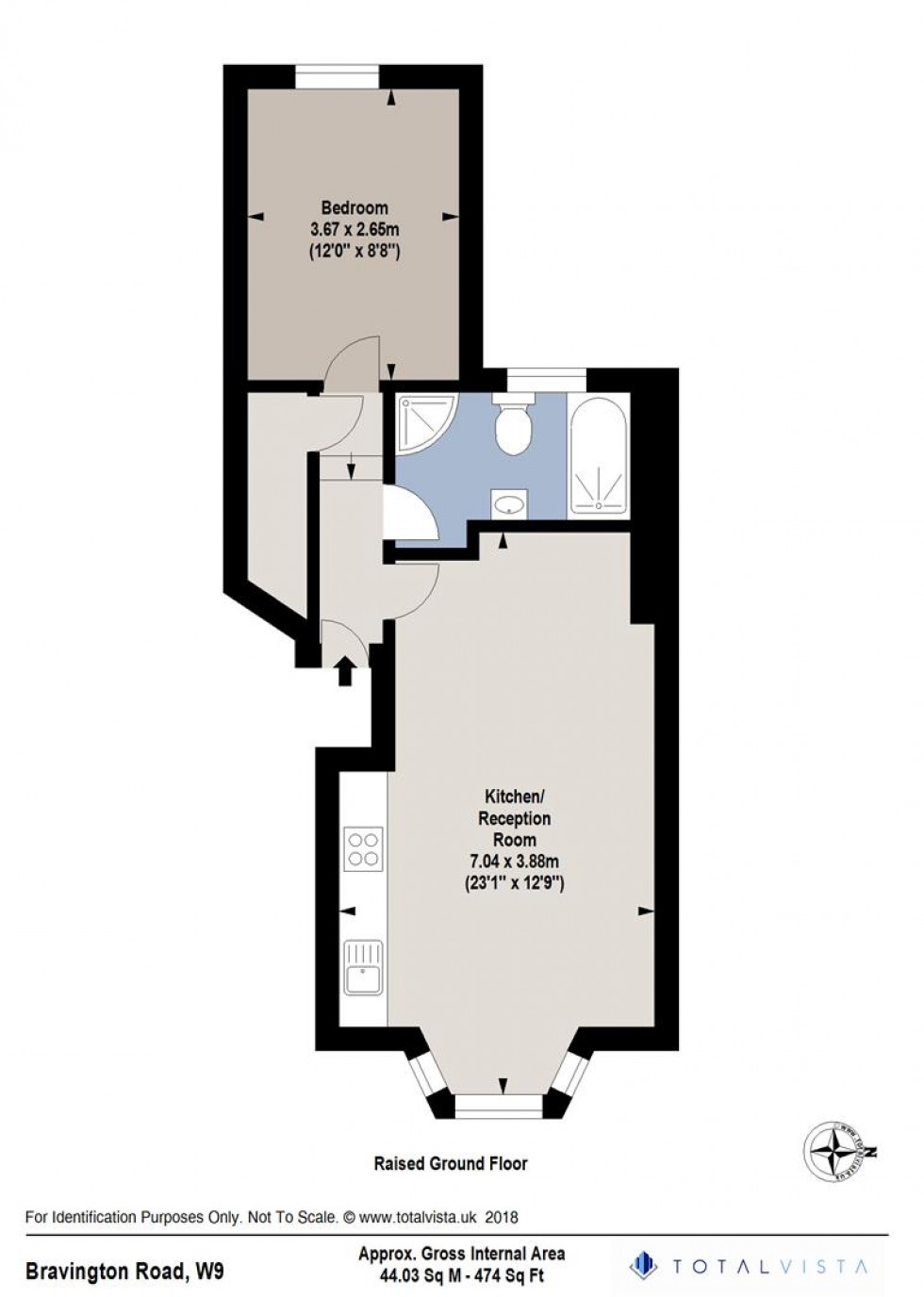 Floorplan for Raised Grd Fl Flat, Bravington Road, W9