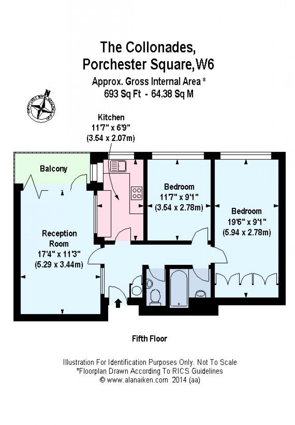 Floorplan for The Colonnades, Porchester Square, London