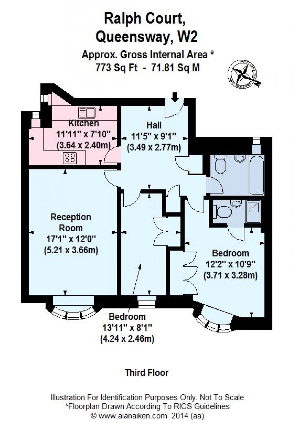 Floorplan for Flat 67 Ralph Court, Queensway, London